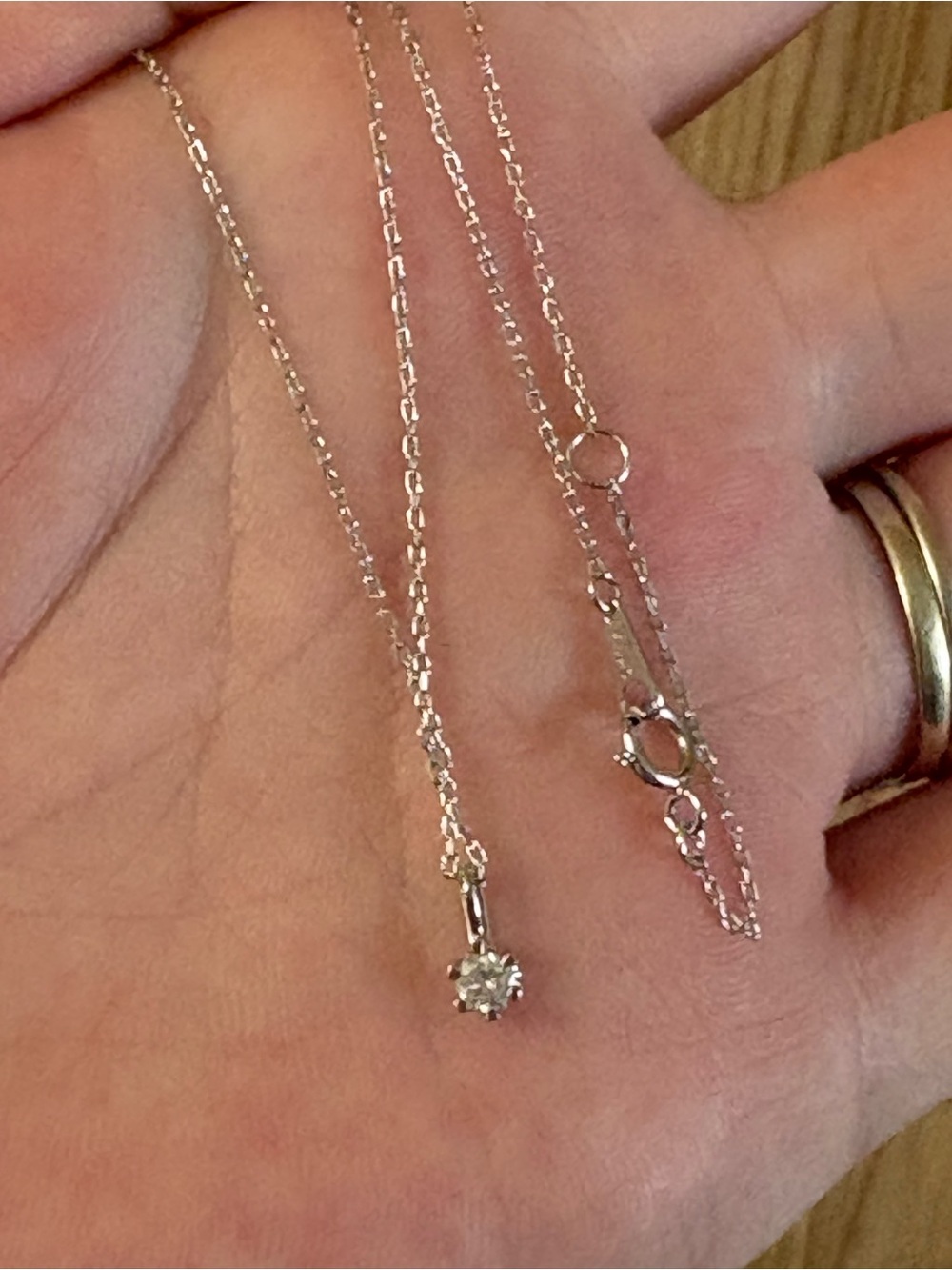 10k Solid White Gold Natural .10 Carat Diamond Solitaire Necklace